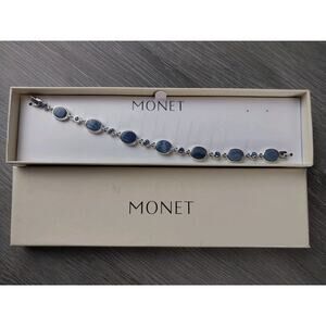 Vintage Monet Bracelet Blue Stone with Jewl Links